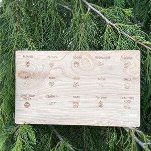 Woodland Nature Treasure Board - Laser Engraved Illustration